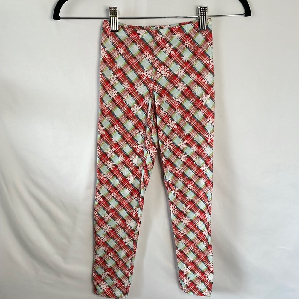 Colorful American girl Plaid and snowflake design Leggings size small 7/8‎